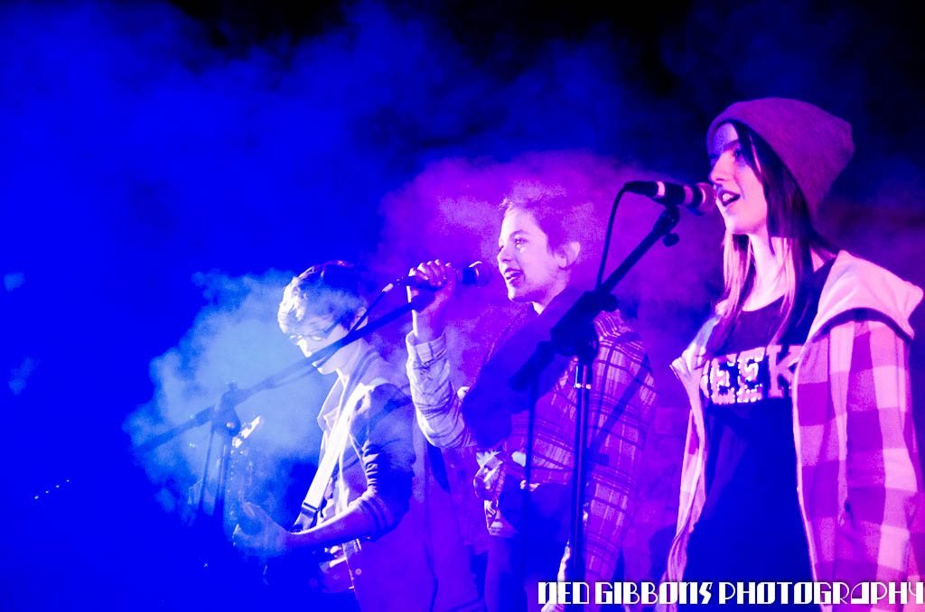 Guitarist lit in blue on stage